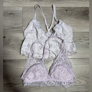 aerie light purple lacy bralette 2 piece bundle size small